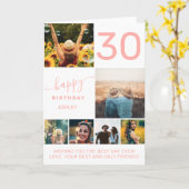 30歳モダンの誕生日ピンクの珊瑚6写真コラージュ カード (黄色い花)