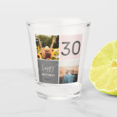 30歳モダンの誕生日ピンク2フォトコラージグリッド ショットグラス (正面)