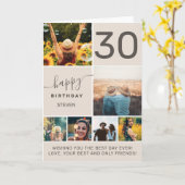 30歳モダンの誕生日ベージュ6フォトコラージュ カード (黄色い花)