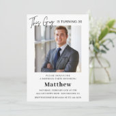 30歳モダンの誕生日招待状メンズ写真 招待状 (スタンド正面)