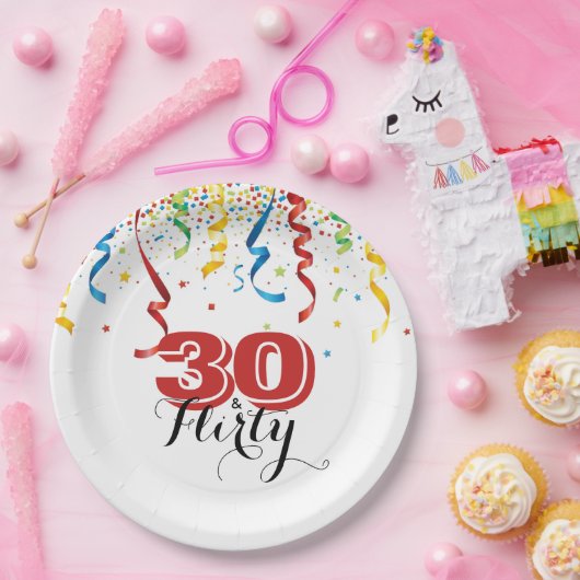 30歳モダンの誕生日30と気のあるそぶりをしたフェスティバル ペーパープレート (パーティー)