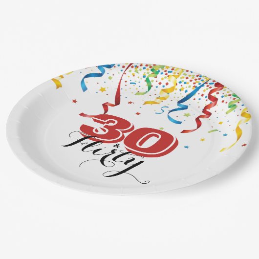 30歳モダンの誕生日30と気のあるそぶりをしたフェスティバル ペーパープレート (アングル)