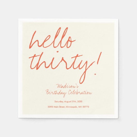 30歳モダンの誕生日 スタンダードカクテルナプキン (正面)