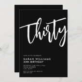 30歳モダンの誕生日 招待状 (正面/裏面)