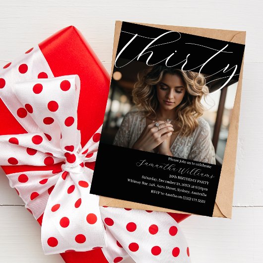 30歳モダンの黒写真30歳の誕生日の招待状 招待状