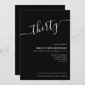 30歳モダンエレガントの誕生日の脚本 招待状 (正面/裏面)