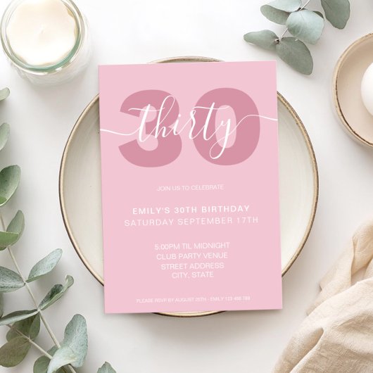 30歳モダンエレガントの誕生日招待状 招待状