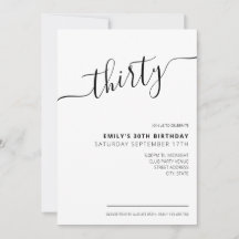 30歳モダンエレガントの誕生日招待状