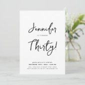 30歳モダンミニマル誕生日スクリプトブラック&ホワイト 招待状 (スタンド正面)