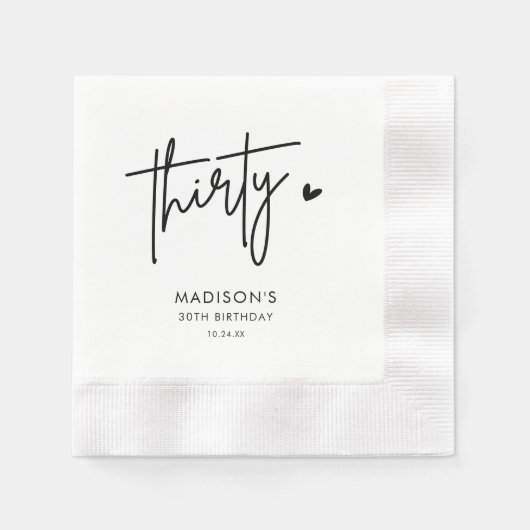 30歳モダン大人の誕生日パーティナプキンス 縁ありカクテルナプキン (正面)