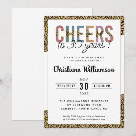 30歳モダン誕生日パーティーヒョウ印刷エレガント 招待状