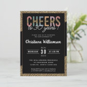 30歳モダン誕生日パーティーヒョウ印刷エレガント 招待状 (スタンド正面)