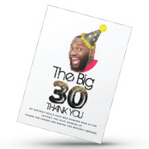 30歳モダン誕生日フォトブラック金ゴールドパーソナライズされた