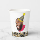 30歳モダン誕生日フォトブラック金ゴールド 紙コップ (正面)