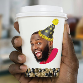 30歳モダン誕生日フォトブラック金ゴールド 紙コップ