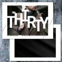 30歳モダン誕生日フォト招待状