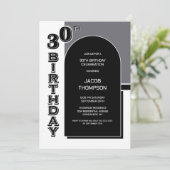 30歳モダン誕生日ブラックアーチパーティー 招待状 (スタンド正面)