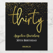30歳モダン誕生日ブラック金ゴールド ワインラベル (シングルラベル)