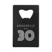 30歳モダン誕生日ブラック クレジットカード栓抜き (裏面)