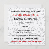 30歳モダン誕生日赤白黒テンプレート 招待状 (裏面)