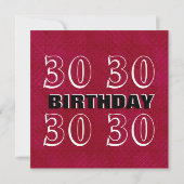 30歳モダン誕生日Red Silver Black W1480 招待状 (裏面)