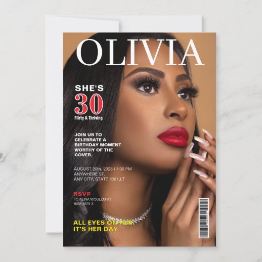 30歳ユニークの誕生日フォトマガカスタムジンカバー 招待状 (正面)