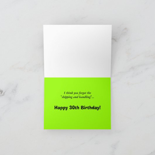 30歳ユーモアのあるの誕生日のグリーティングカード カード (内部)