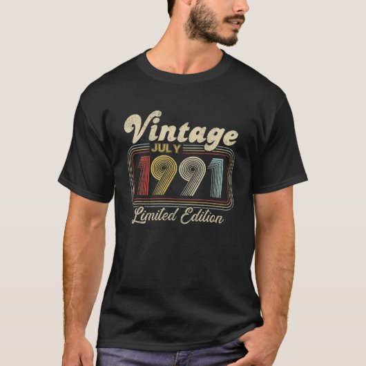 30歳ヴィンテージ1991年7月限定版30日 Tシャツ (正面)
