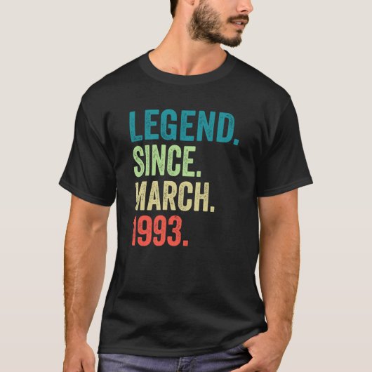 30歳ヴィンテージ1993年3月30歳の誕生日1 Tシャツ (正面)