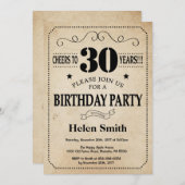 30歳招待状素朴ヴィンテージレトロ 招待状 (正面/裏面)