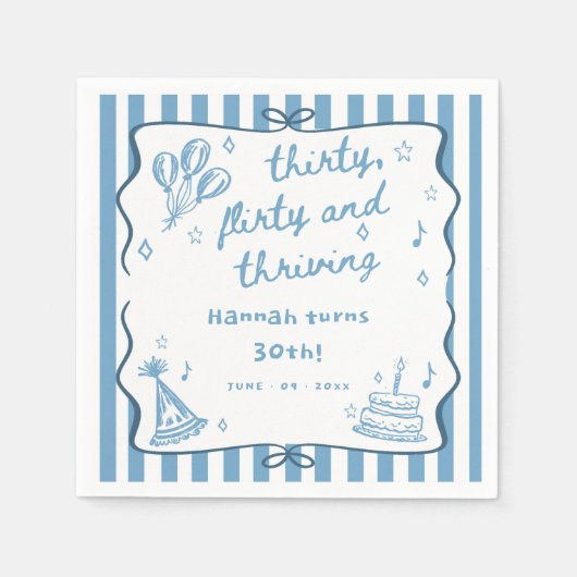 30歳描の気のあるそぶりをした誕生日を祝う スタンダードカクテルナプキン (正面)