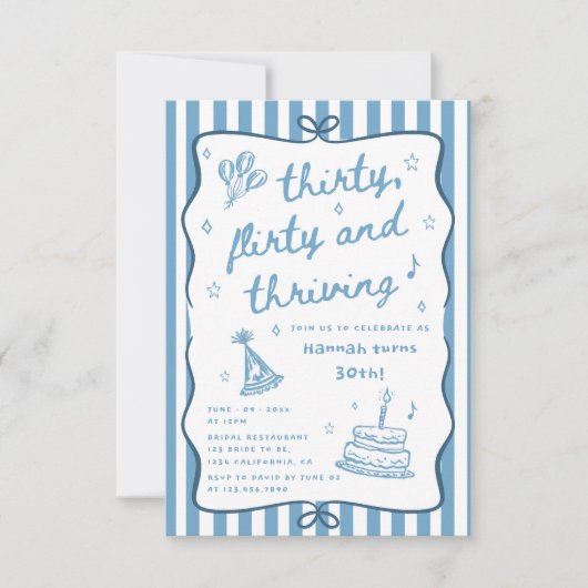 30歳描の気のあるそぶりをした誕生日を祝う 招待状 (正面)