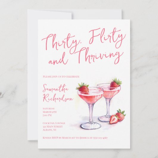 30歳気のあるそぶりをしたのピンク30歳の誕生日 招待状 (正面)