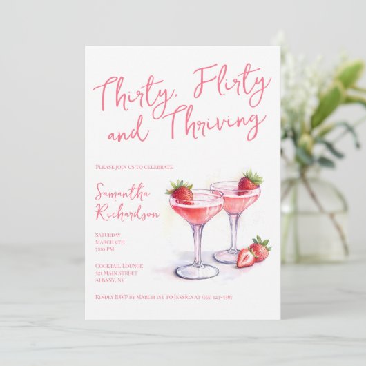 30歳気のあるそぶりをしたのピンク30歳の誕生日 招待状 (スタンド正面)