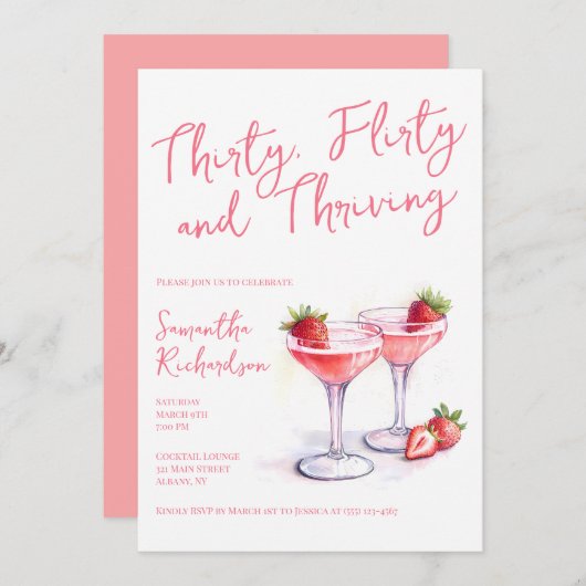 30歳気のあるそぶりをしたのピンク30歳の誕生日 招待状 (正面/裏面)