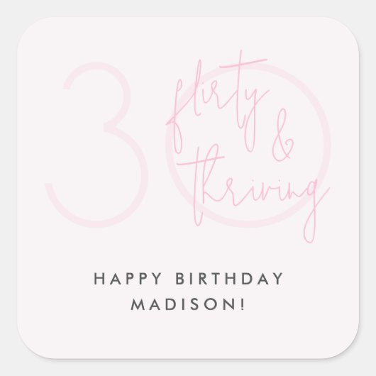 30歳気のあるそぶりをしたピンクモダン30歳の誕生日 スクエアシール (正面)