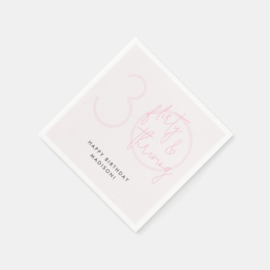 30歳気のあるそぶりをしたピンクモダン30歳の誕生日 スタンダードカクテルナプキン (角)