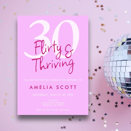 30歳気のあるそぶりをしたピンクモダン30歳の誕生日 招待状
