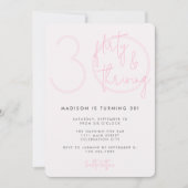 30歳気のあるそぶりをしたピンクモダン30歳の誕生日 招待状 (正面)