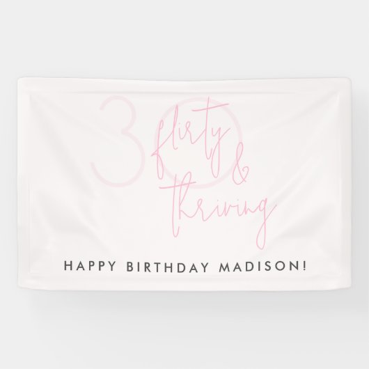 30歳気のあるそぶりをしたピンクモダン30歳の誕生日 横断幕 (横)