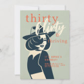 30歳気のあるそぶりをした盛レトロシック30歳の誕生日 招待状 (正面)