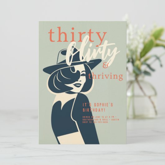 30歳気のあるそぶりをした盛レトロシック30歳の誕生日 招待状 (スタンド正面)