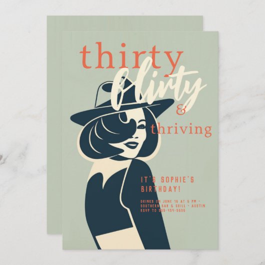 30歳気のあるそぶりをした盛レトロシック30歳の誕生日 招待状 (正面/裏面)