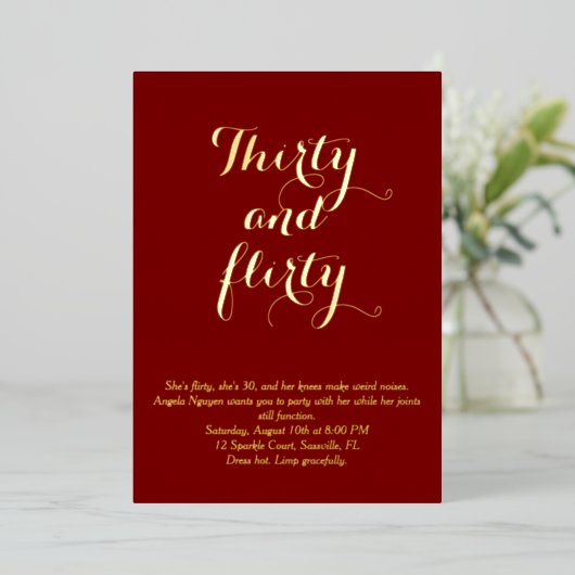 30歳気のあるそぶりをした誕生日招待状 箔招待状 (立ち正面)