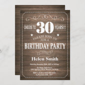 30歳素朴の誕生日招待状ヴィンテージ 招待状 (正面/裏面)