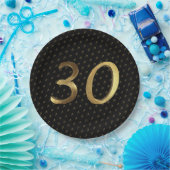 30歳結婚誕生日ブラック&金ゴールド ペーパープレート (パーティー)