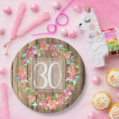 30歳誕生日の田舎の木の水彩の花 ペーパープレート (パーティー)