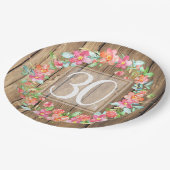 30歳誕生日の田舎の木の水彩の花 ペーパープレート (アングル)