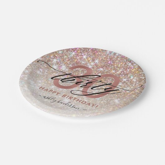 30歳誕生日シックグリッターカグラデーションード ペーパープレート (アングル)