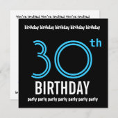 30歳誕生日パーティの招待状テンプレートピンクブラック 招待状 (正面/裏面)